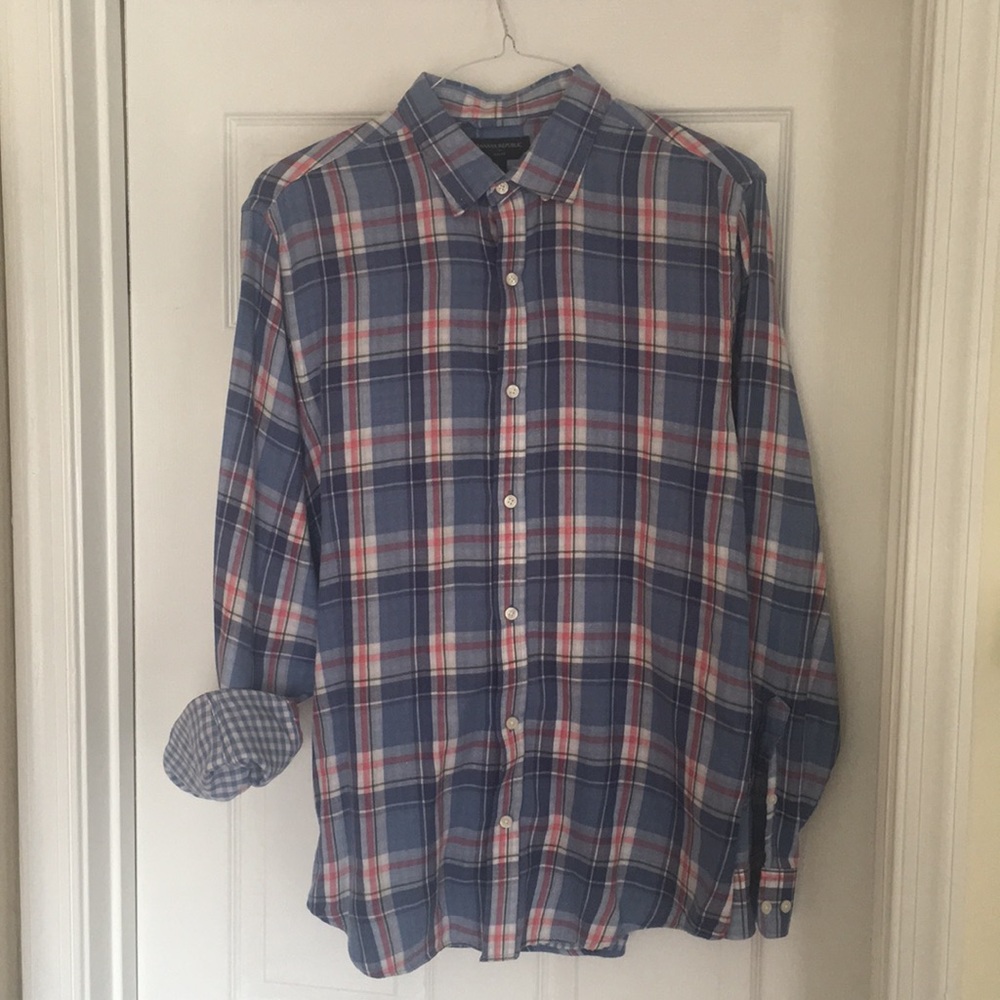 Mens long sleeve Banana Republic plaid shirt